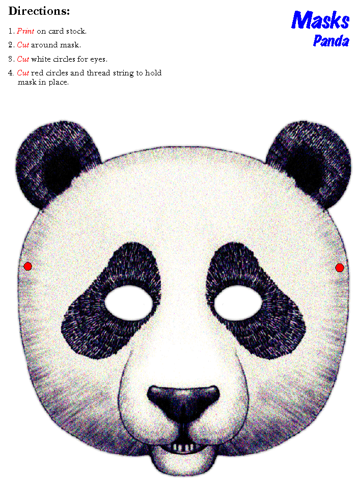 Printable panda mask