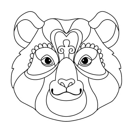 Head of panda coloring template vector illustration
