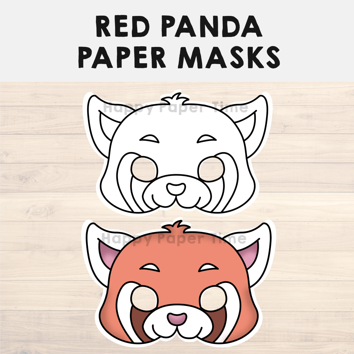 Red panda paper masks printable asian animal coloring jungle craft activity made by teachers