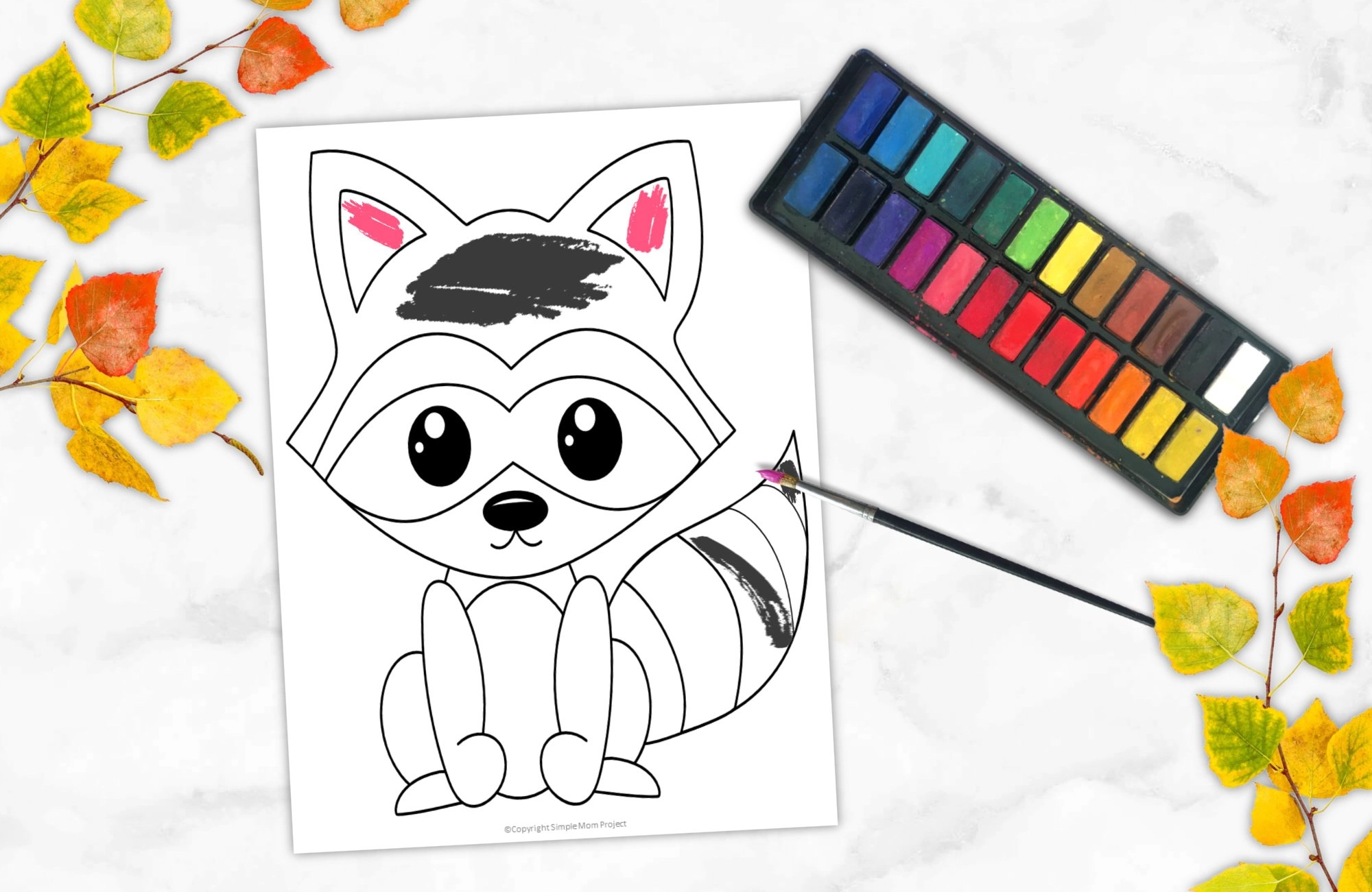Free printable forest raccoon coloring page â simple mom project
