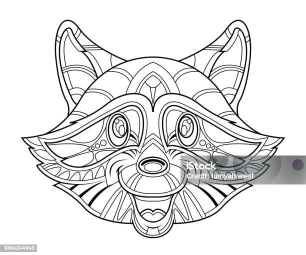 Raccoon head coloring page stock illustration