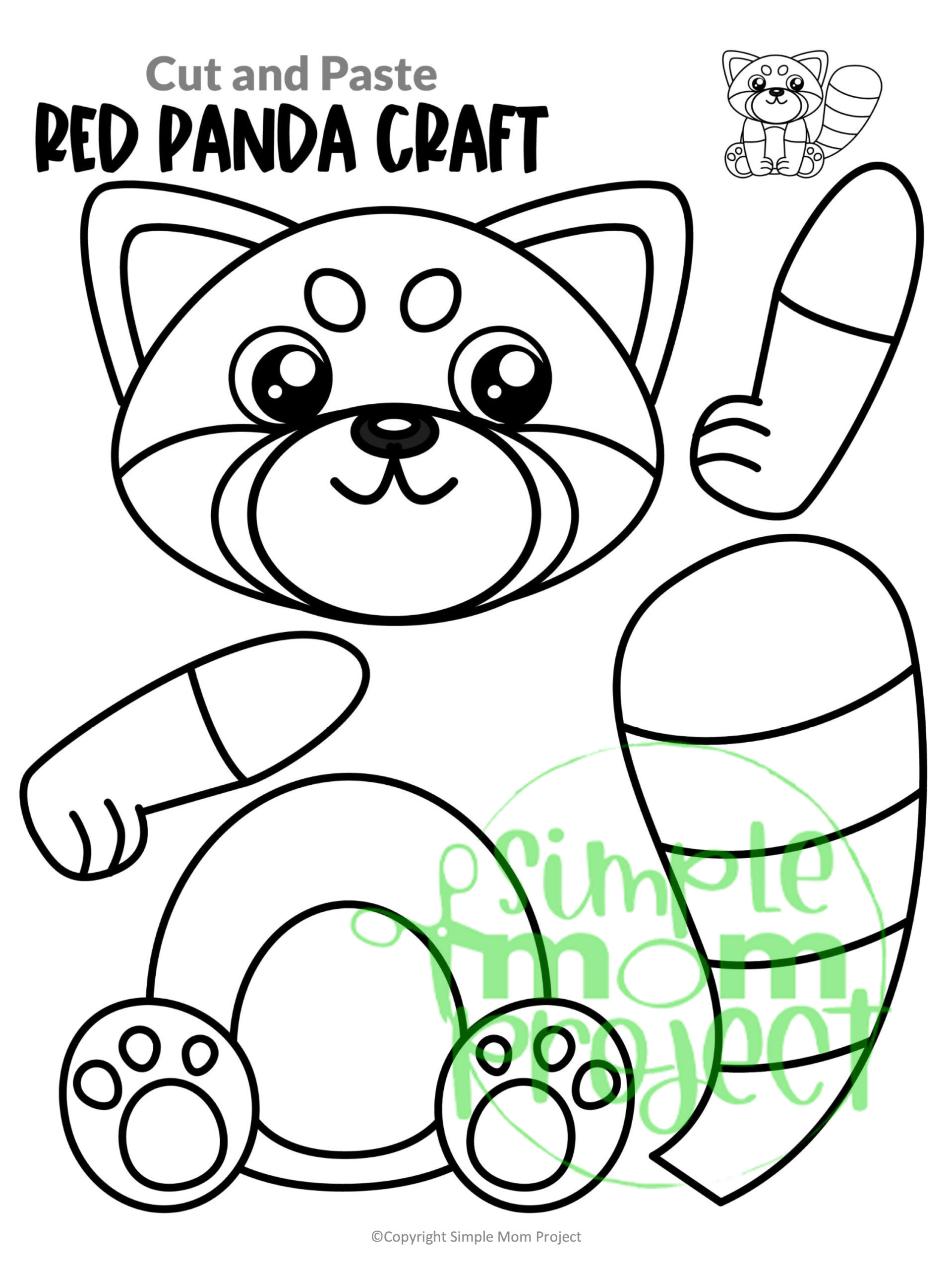 Printable red panda craft template â simple mom project