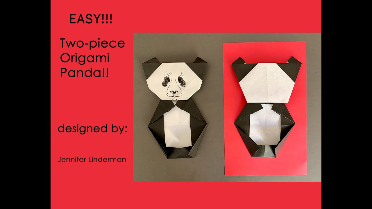 Easy origami panda with two pieces of paper