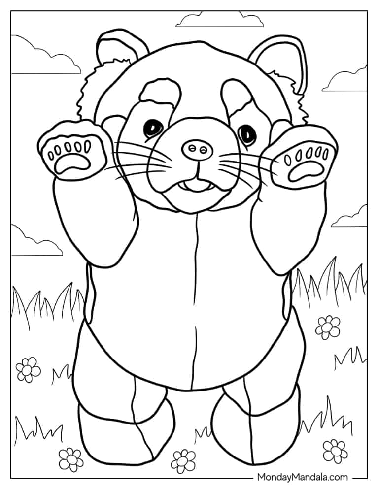 Red panda coloring pages free pdf printables