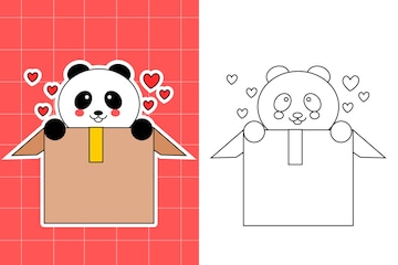 Premium vector cute panda cartoon colouring pages