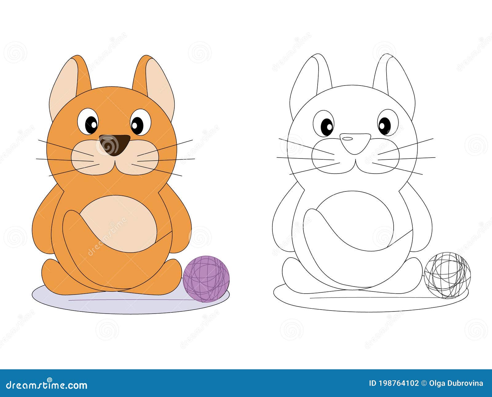Page of coloring book for children cute red kitten hand painted animal sketches in simple style stock vector