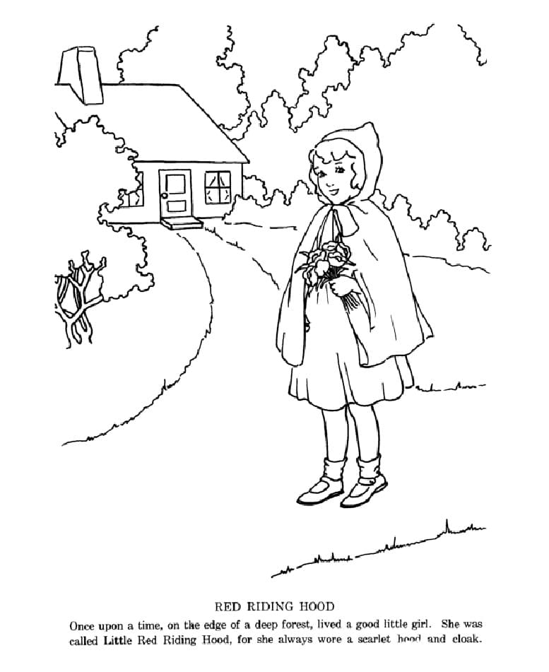 Nursery rhyme red riding hood coloring page