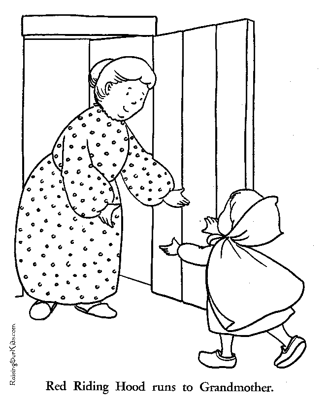 Grandma and red riding hood coloring page