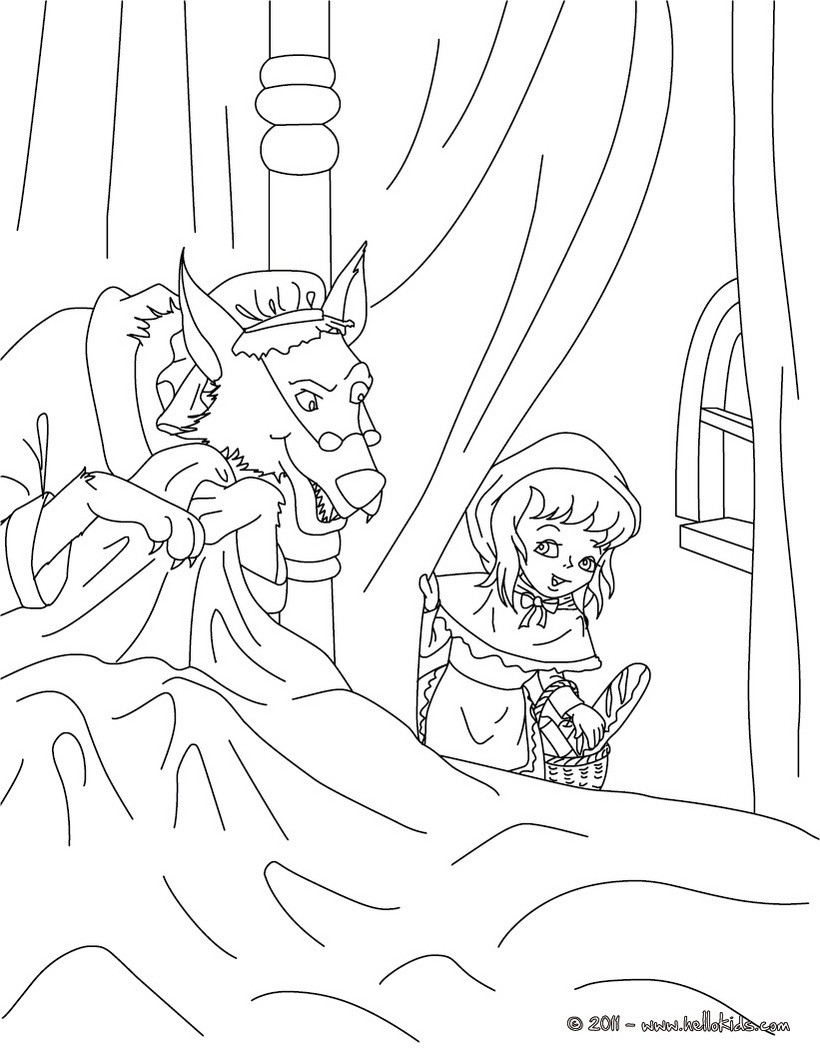 The little red riding hood fairy tale coloring pages