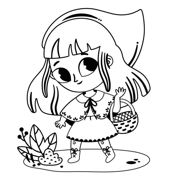 Little red riding hood coloring pages stock illustrations royalty