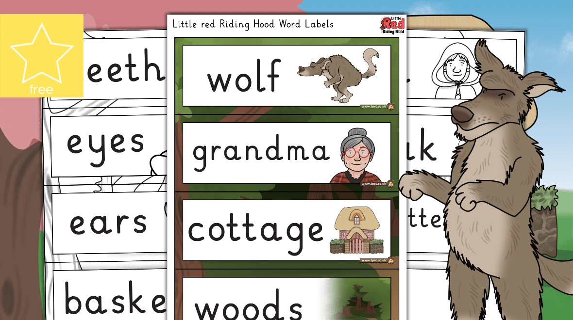 Teachers pet little red riding hood word labels
