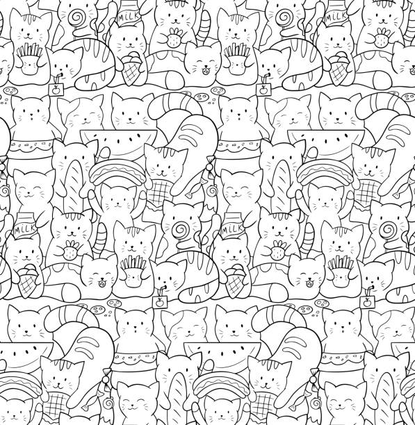 Coloring book donut cartoon characters stock illustrations royalty