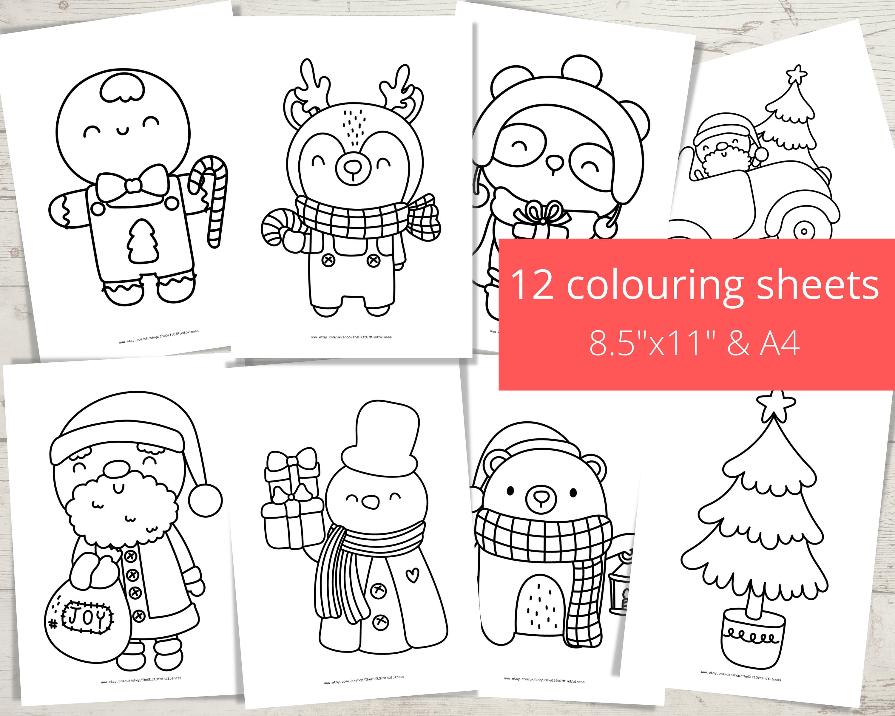 Kids christmas colouring pages christmas coloring sheets santa snowman reindeer more printable instant download us letter a
