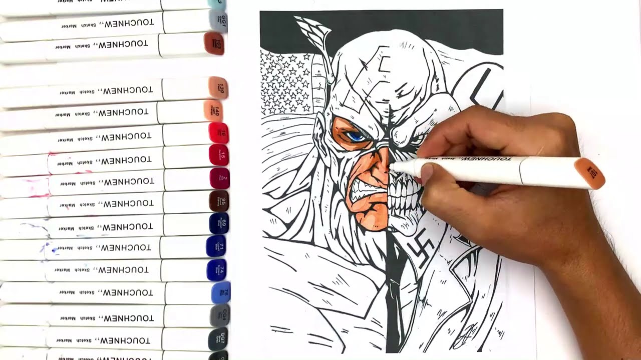 Epic captain america red skull coloring pages