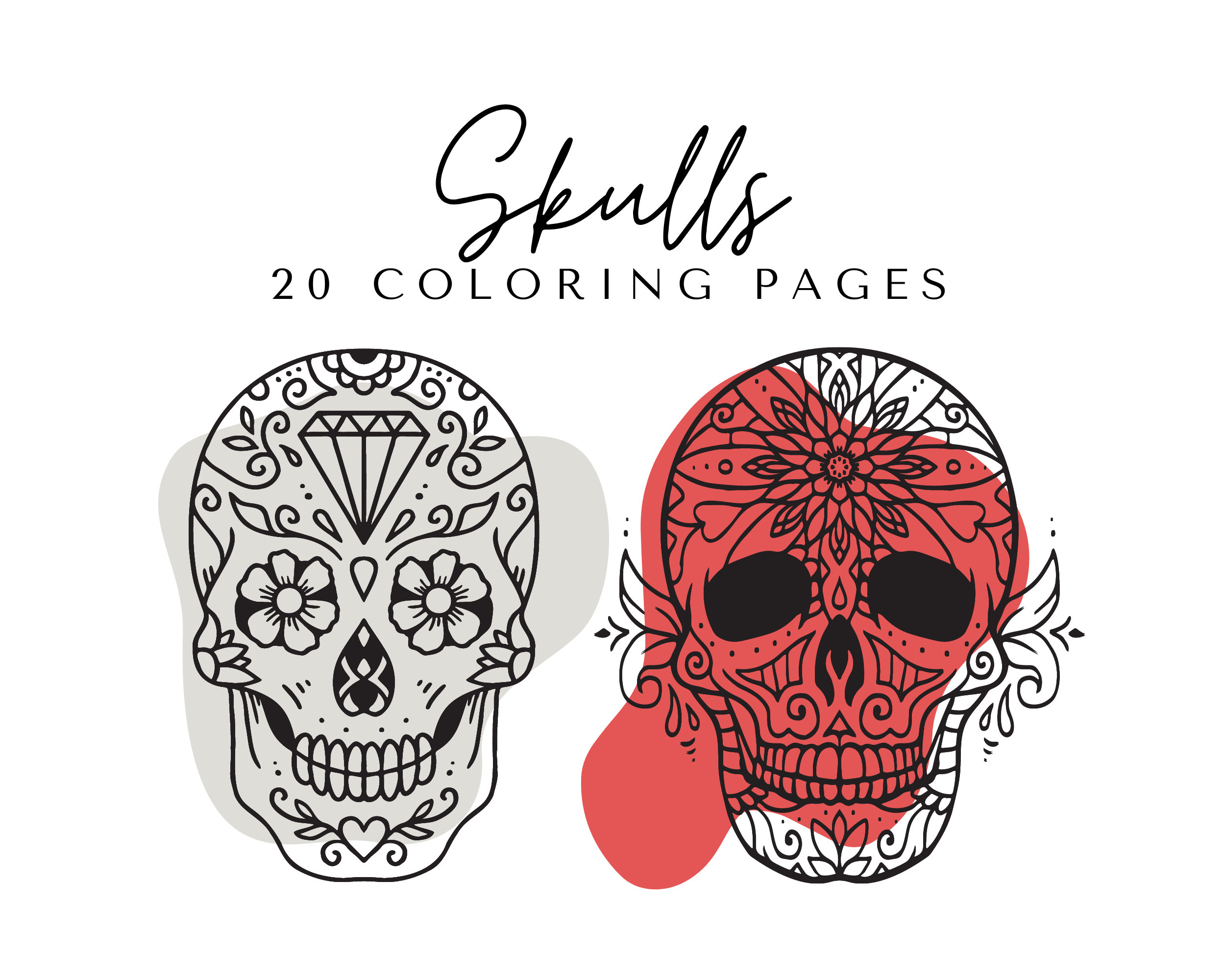 Skulls coloring pages printable adult skulls coloring book pages
