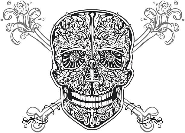 Red skull tattoo stock illustrations royalty