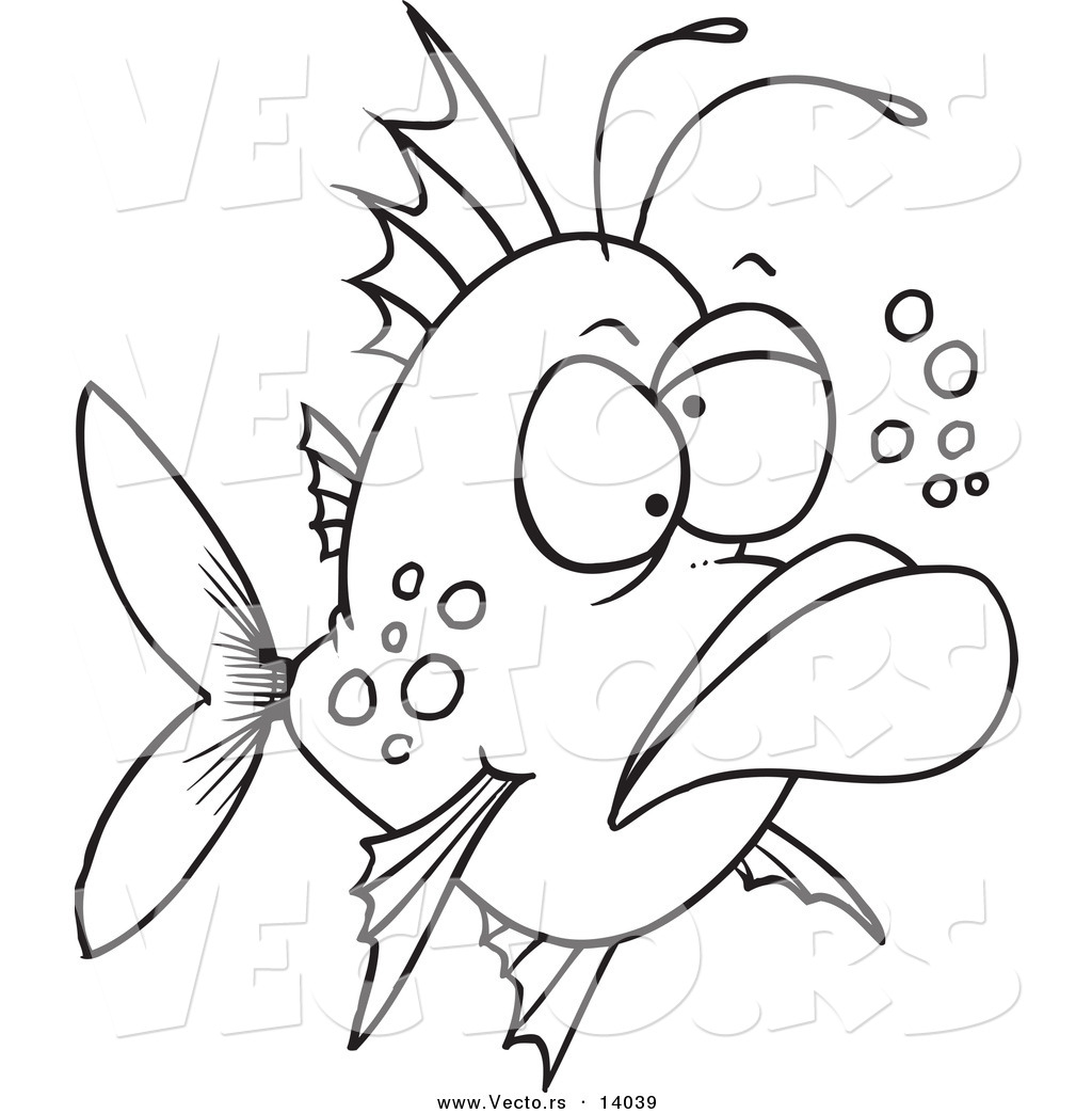 R of a cartoon grumpy ugly fish