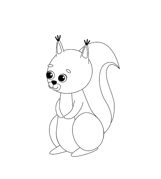 Premium vector squirrel coloring page black and white red squirrel color me vector