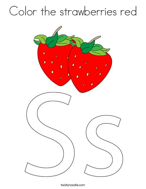 Color the strawberries red coloring page
