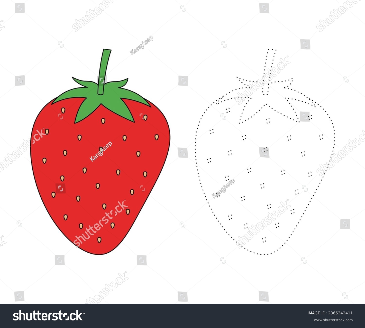 Strawberry trace color children coloring page stock vector royalty free