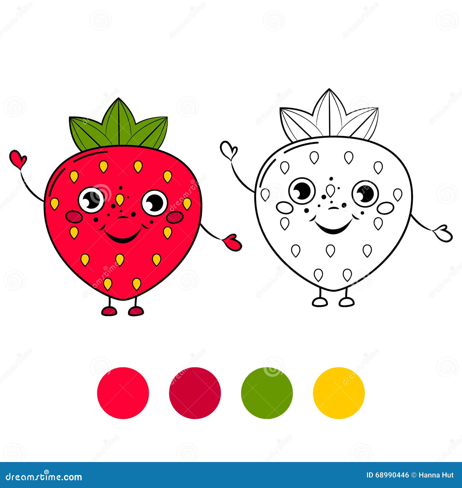 Strawberry coloring book page stock vector