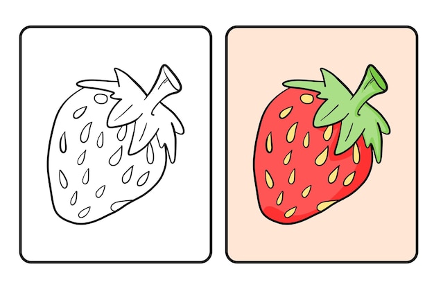 Premium vector learn to color strawberry vector illustration