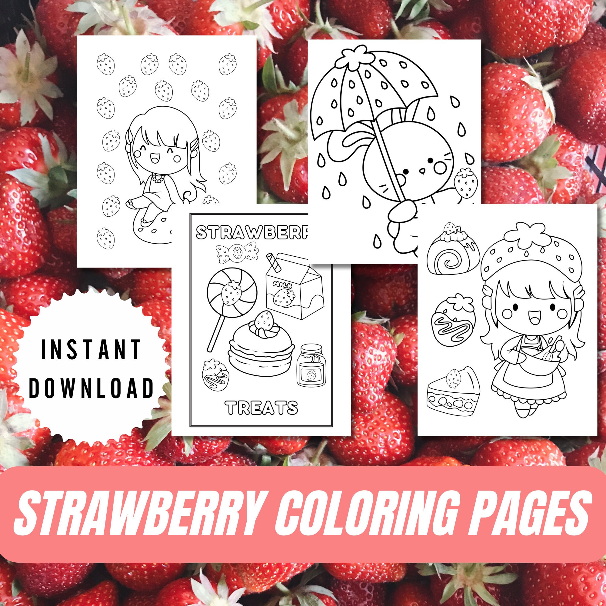 Strawberry coloring pages wild berries summer coloring