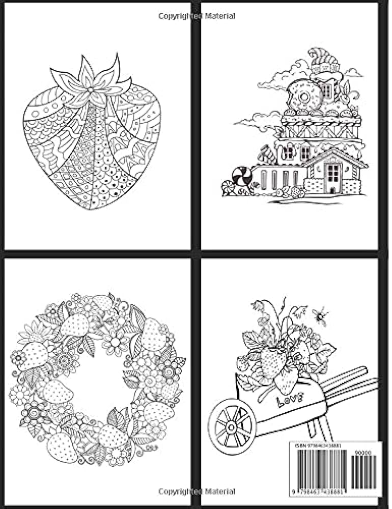 Strawberry coloring book amazing coloring book for kids with fun easy and relaxing strawberries are red floral adult coloring book coloring book by publication fahad press