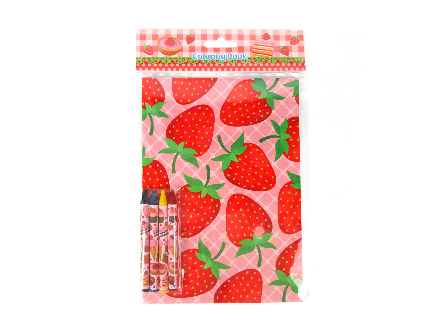 Strawberry coloring books with crayons party favors