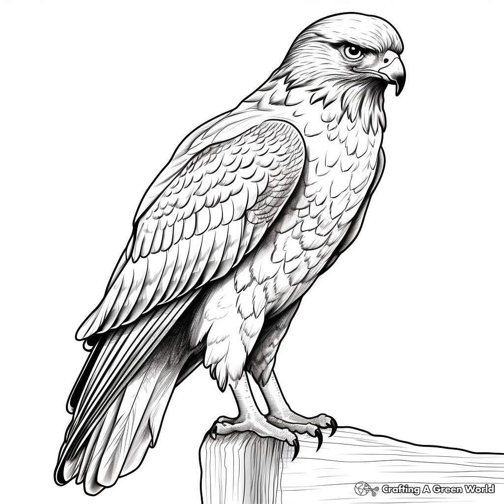 Red tailed hawk coloring pages