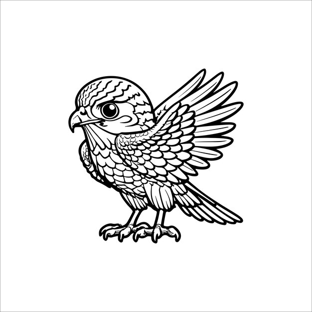 Premium vector red tailedhawk cartoon coloring page illustration vector for kids coloring book