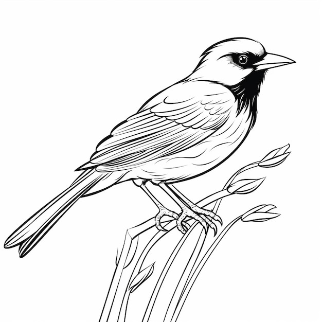 Premium ai image redwinged blackbird kid artcharm flat coloring book kawaii line art
