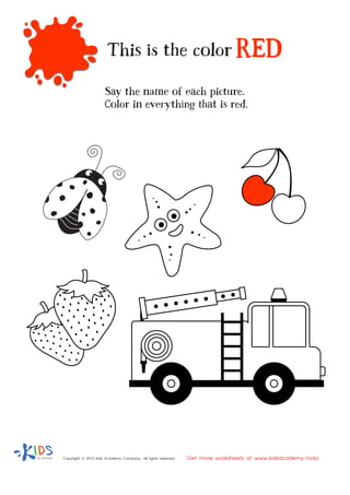 Learning color red for children pdf
