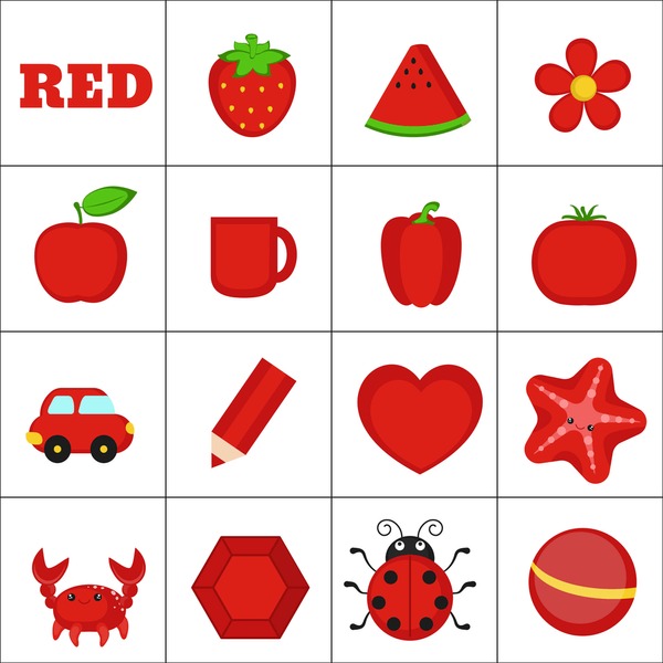 Thousand color red objects kids royalty