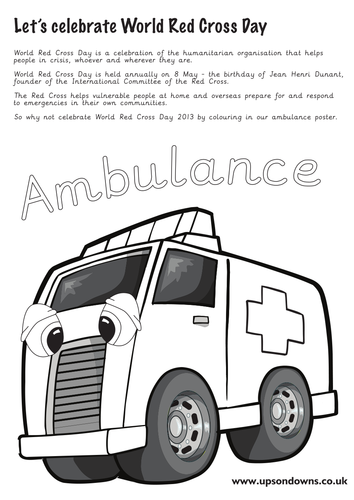 World red cross day colouring poster teaching resources