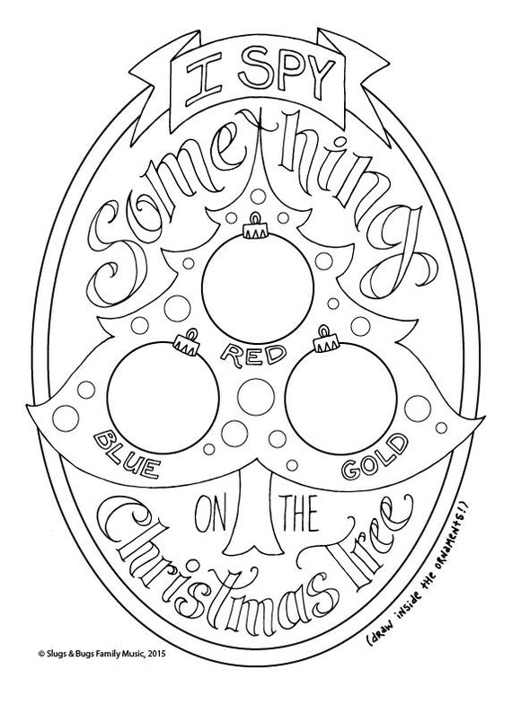 I spy christmas coloring page kids holiday christmas tree slugs and bugs printable download pdf