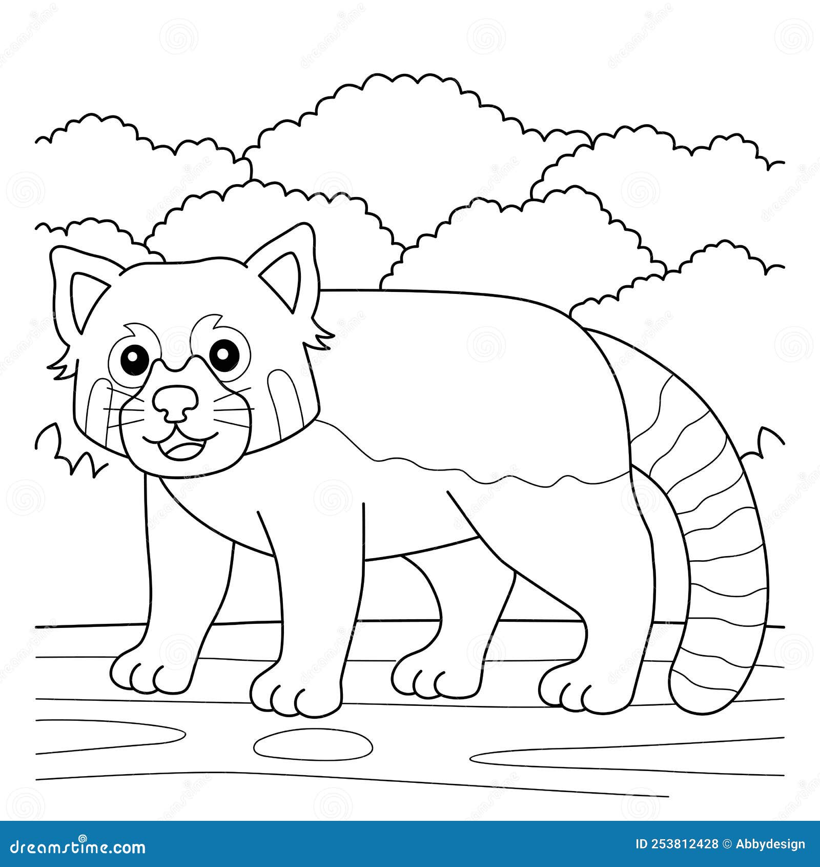 Red panda coloring page for kids stock vector