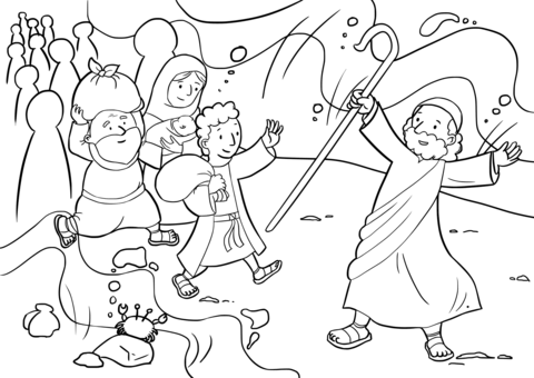 Israelites cross the red sea coloring page free printable coloring pages