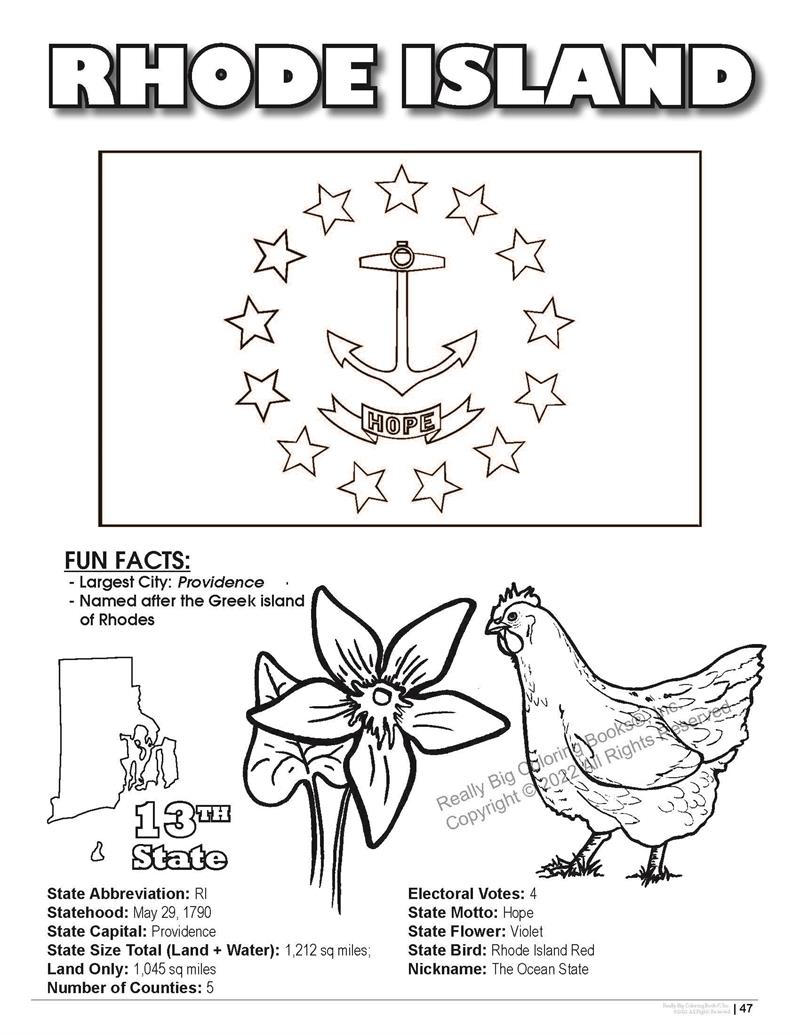 Rhode island state coloring book x