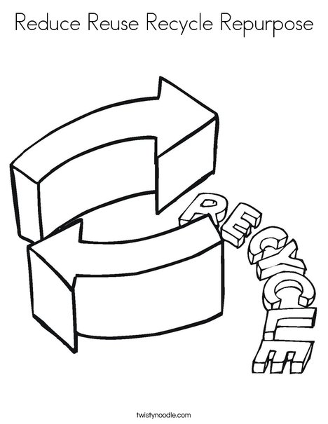 Reduce reuse recycle repurpose coloring page