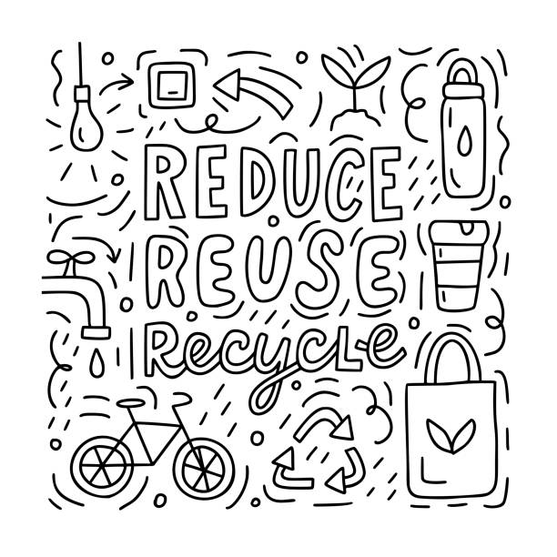Reduce reuse recycle doodle concept stock illustration