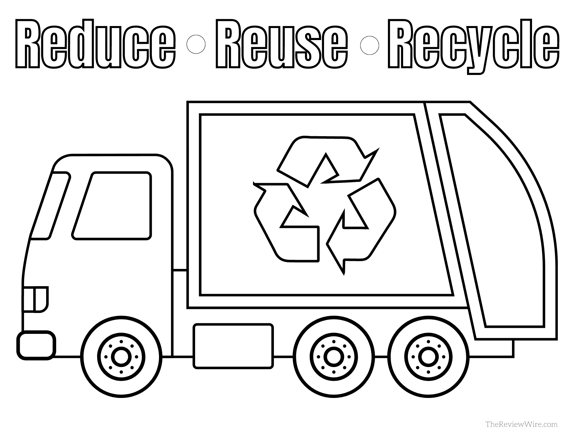 Reduce reuse recycle coloring page