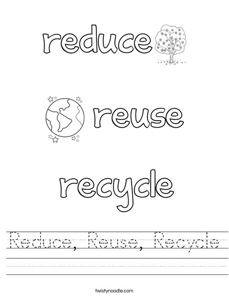 Reduce reuse recycle worksheet