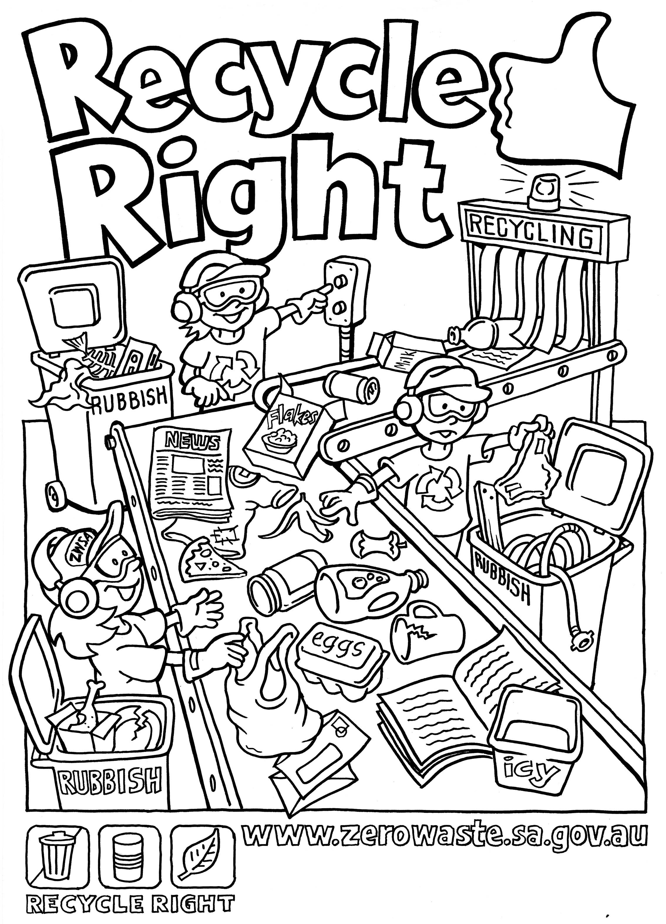 Recycle right fact sheets kindergten coloring pages recycling for kids coloring pages for kids