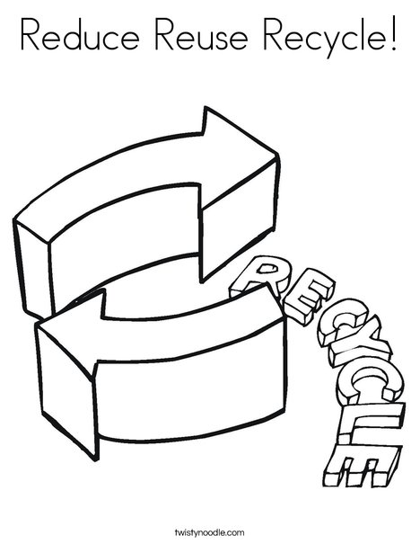 Reduce reuse recycle coloring page