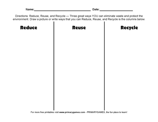 Earth day worksheets reduce reuse recycle â free online games at