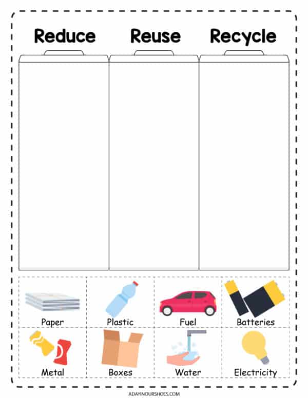 Recycling worksheets for kids pdf printable