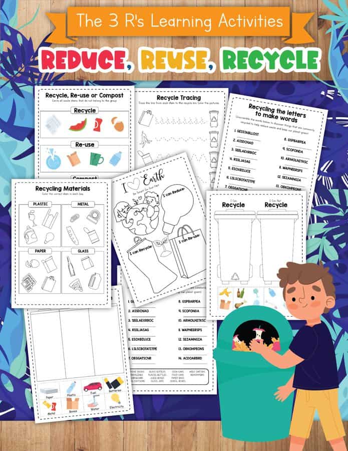 Recycling worksheets for kids pdf printable