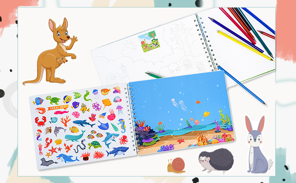 Animal stickers and coloring books stickers scenes coloring pages pages scratch art