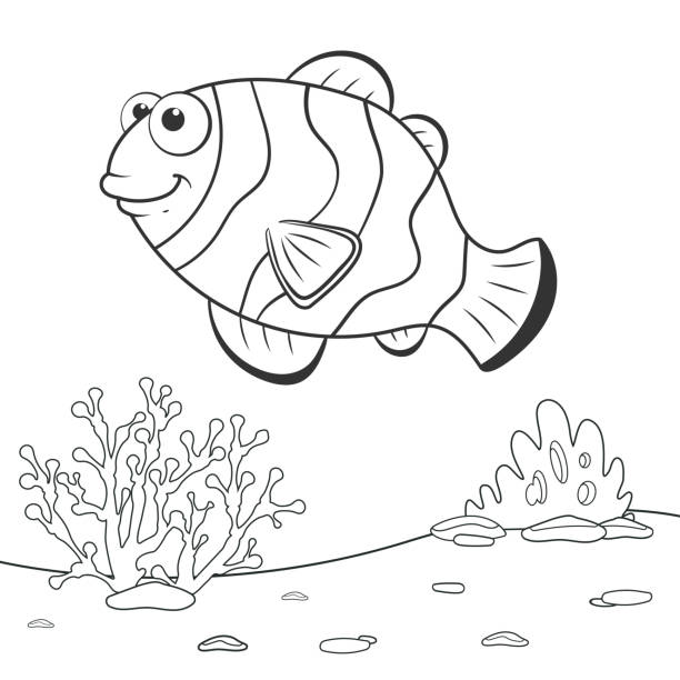 Tropical fish coloring pages stock illustrations royalty